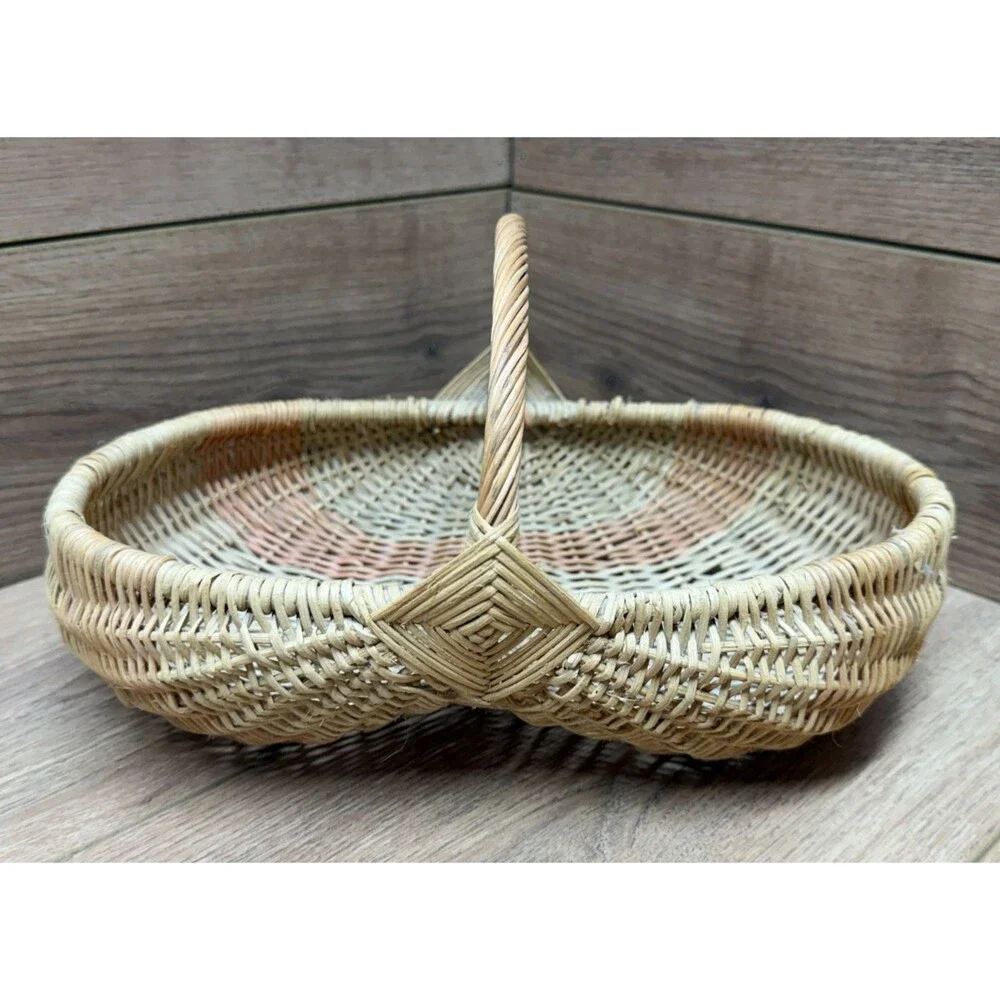 Vintage Rattan Wicker Buttocks Butt Egg Basket 12